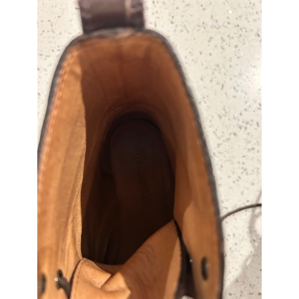 Madewell The Clair Lace-Up Boots Croc‎ Emboss Leather Women's Brown Ankle Size 6 - Picture 10 of 11